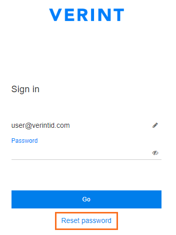 Reset your password - Documentation - Verint Identity - Verint Connect